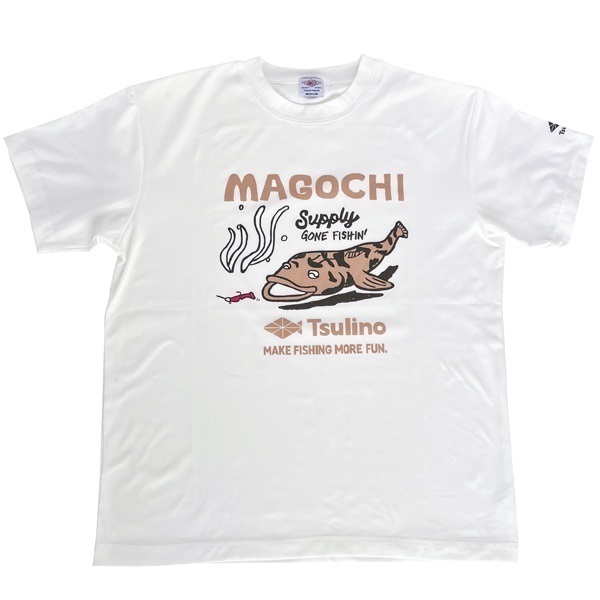 【LUMBER×Tsulino】コットンライクドライＴシャツ(マゴチ　ホワイト-XL)