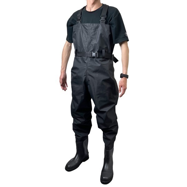 透湿チェストハイウェーダー フェルト ブラック(M)